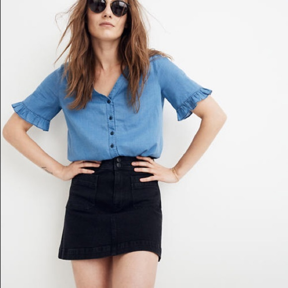 Madewell Dresses & Skirts - Madewell Black A-Line Denim Mini Skirt 4